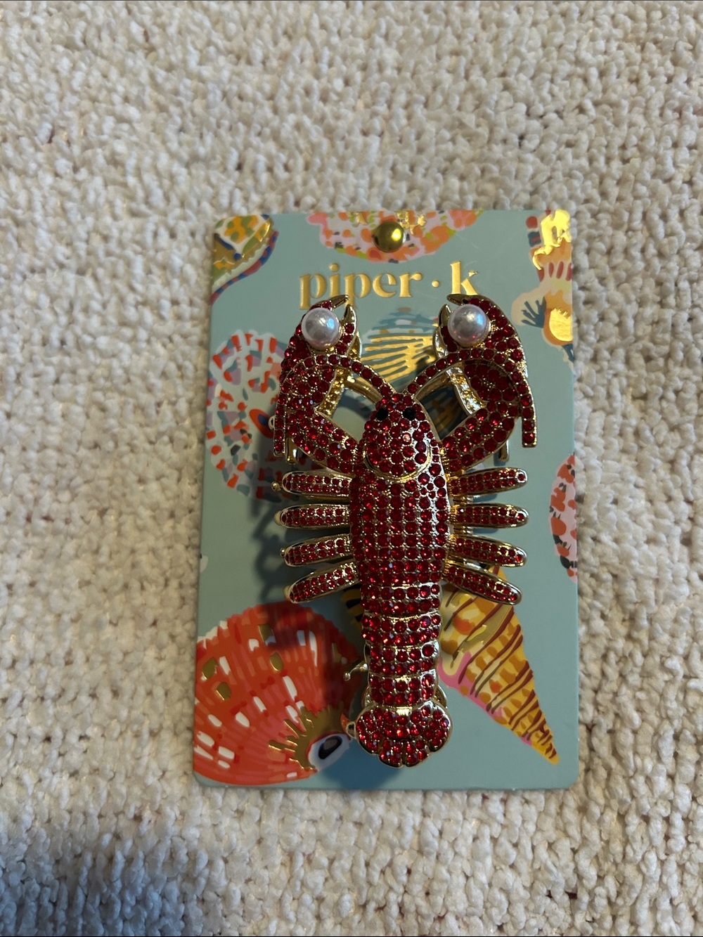 piper•k Red Crystal Lobster Hair Clip